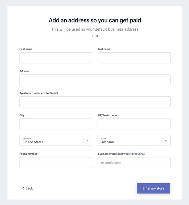 create a Shopify store: Shipment information